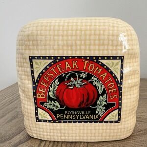 H & HD 1988 Ceramic Napkin Holder Mail Letters Beefsteak Tomatoes Rothsville PA